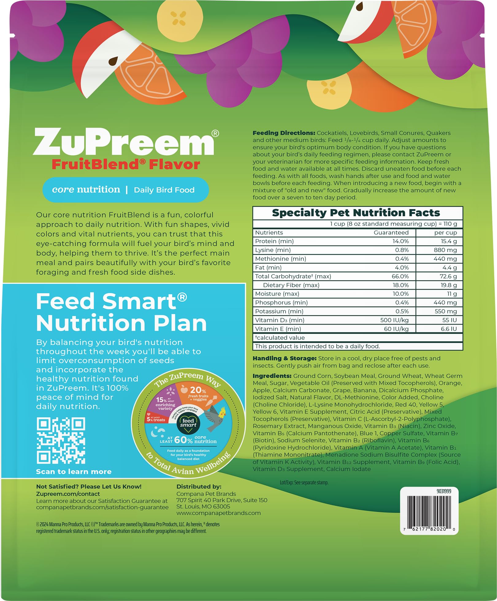 ZuPreem Made in USA badge on FruitBlend packaging signals trusted quality.