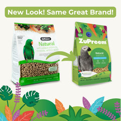 ZuPreem pellets in a bowl ready to serve, promoting balanced diet for conures and Amazons