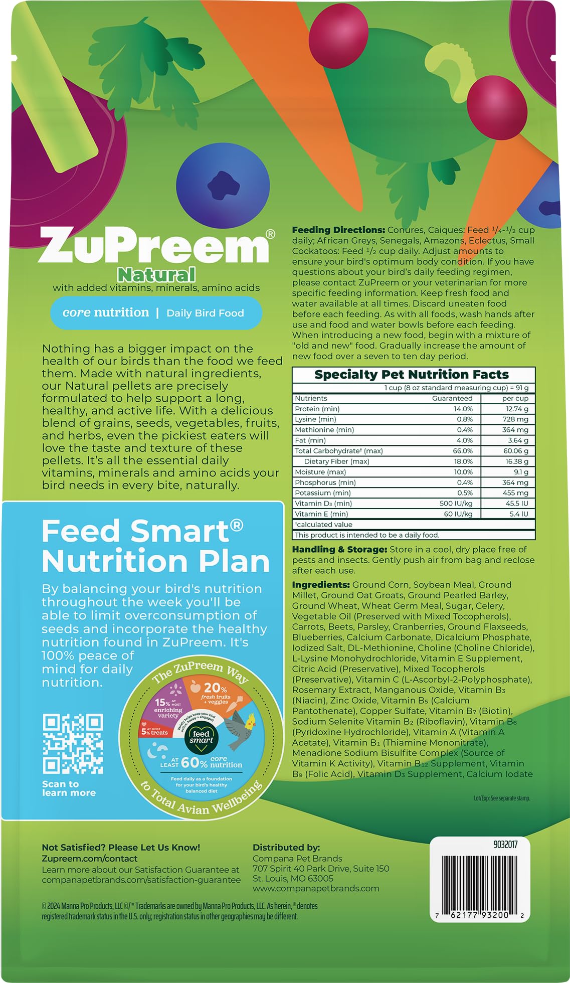 ZuPreem natural pellet texture close-up highlighting vegetables for parrots' daily meals
