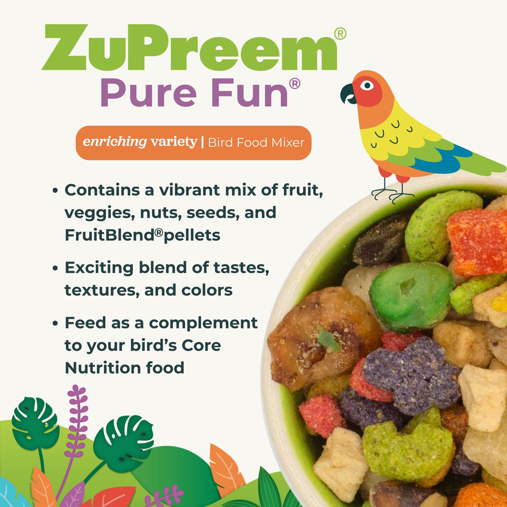 ZuPreem Pure Fun dried fruits add color and flavor for large birds
