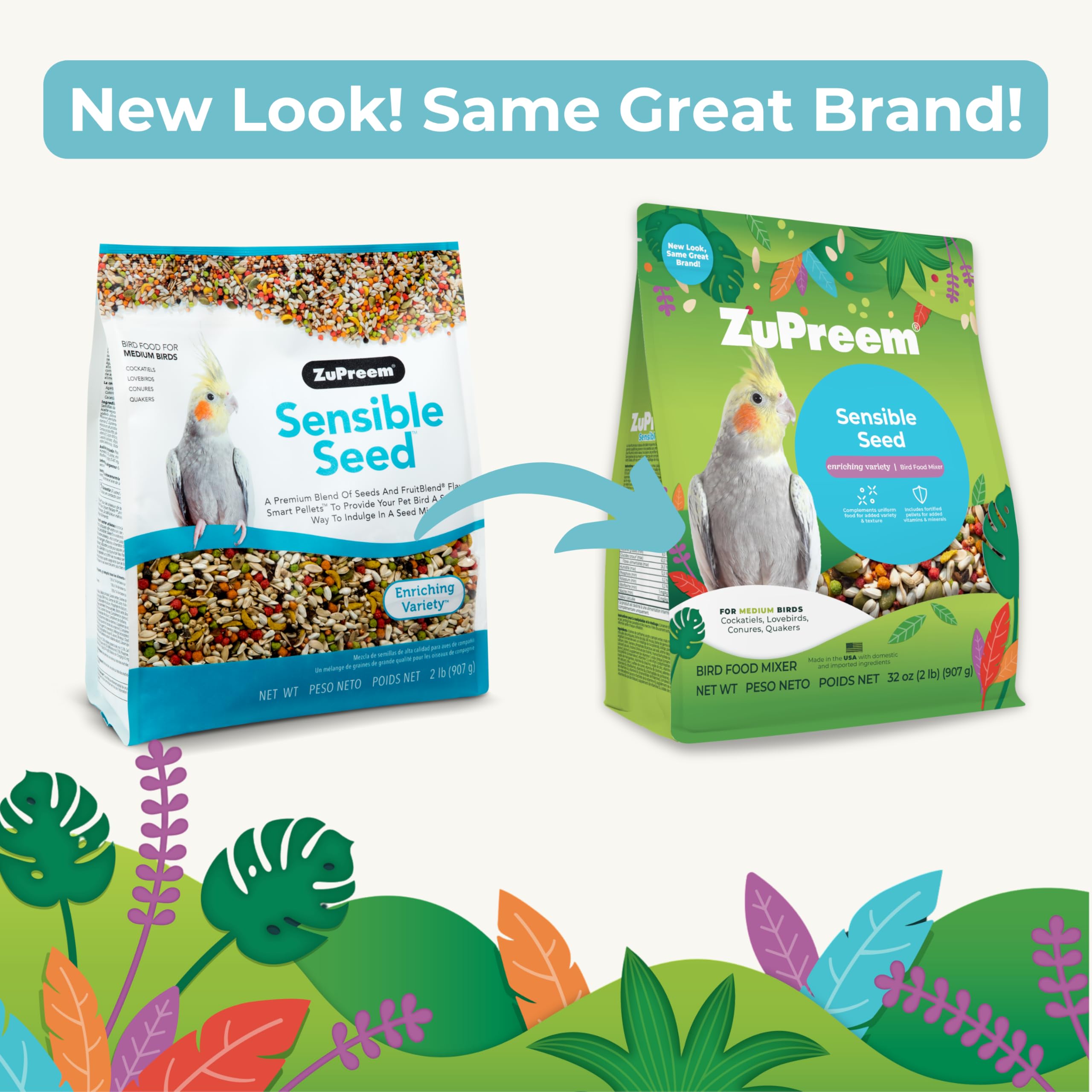 ZuPreem Sensible Seed Bird Food lovebird pellets—balanced bites for daily variety.