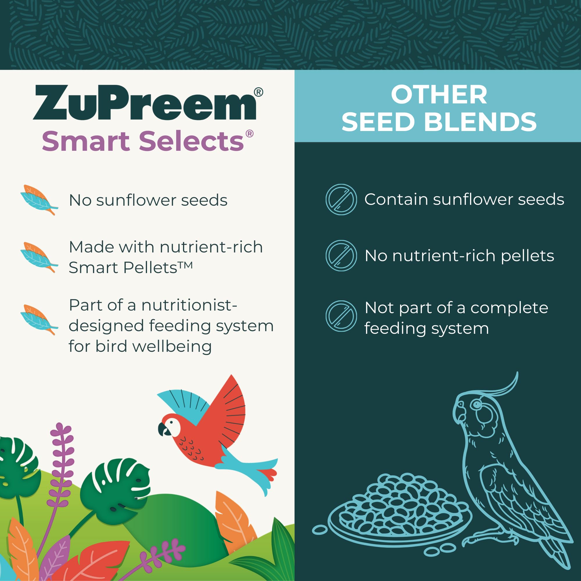 ZuPreem Smart Selects serving-bowl demonstrates easy daily feeding for budgies.