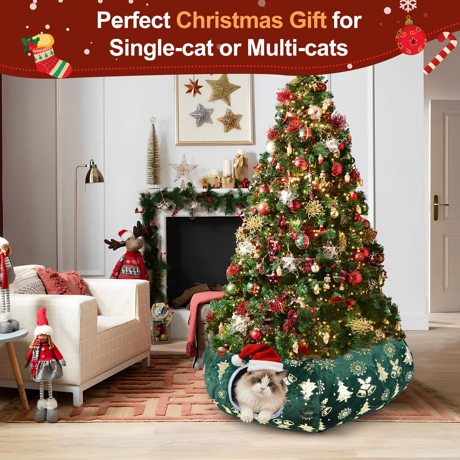 Zuqqony cat tunnel bed non-slip-base helps keep play stable on smooth floors.