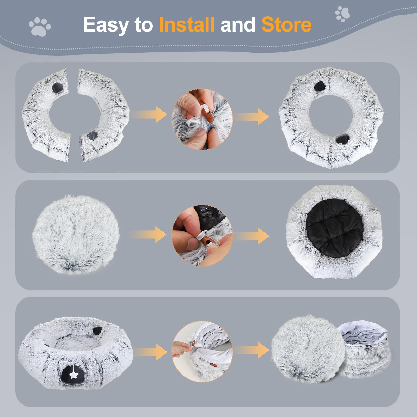 Zuqqony Cat Tunnel Bed non-slip-base keeps the tunnel stable.