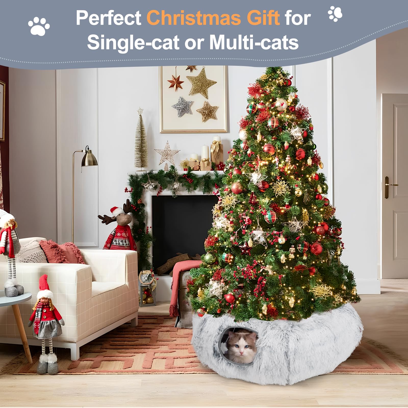 Zuqqony cat-tunnel-bed-non-slip-washable features a non-slip base and easy-care pad.