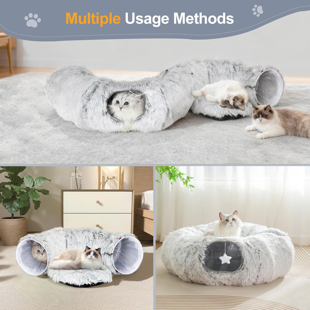 Zuqqony cat-tunnel-bed-removable-bed provides resting space for one or two cats.