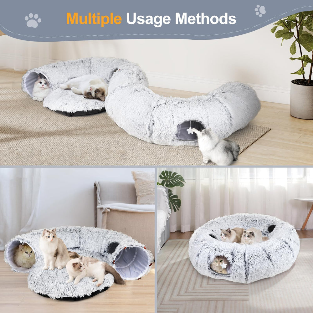 Zuqqony Cat Tunnel Bed removable-bed showcases flexible lounging option.