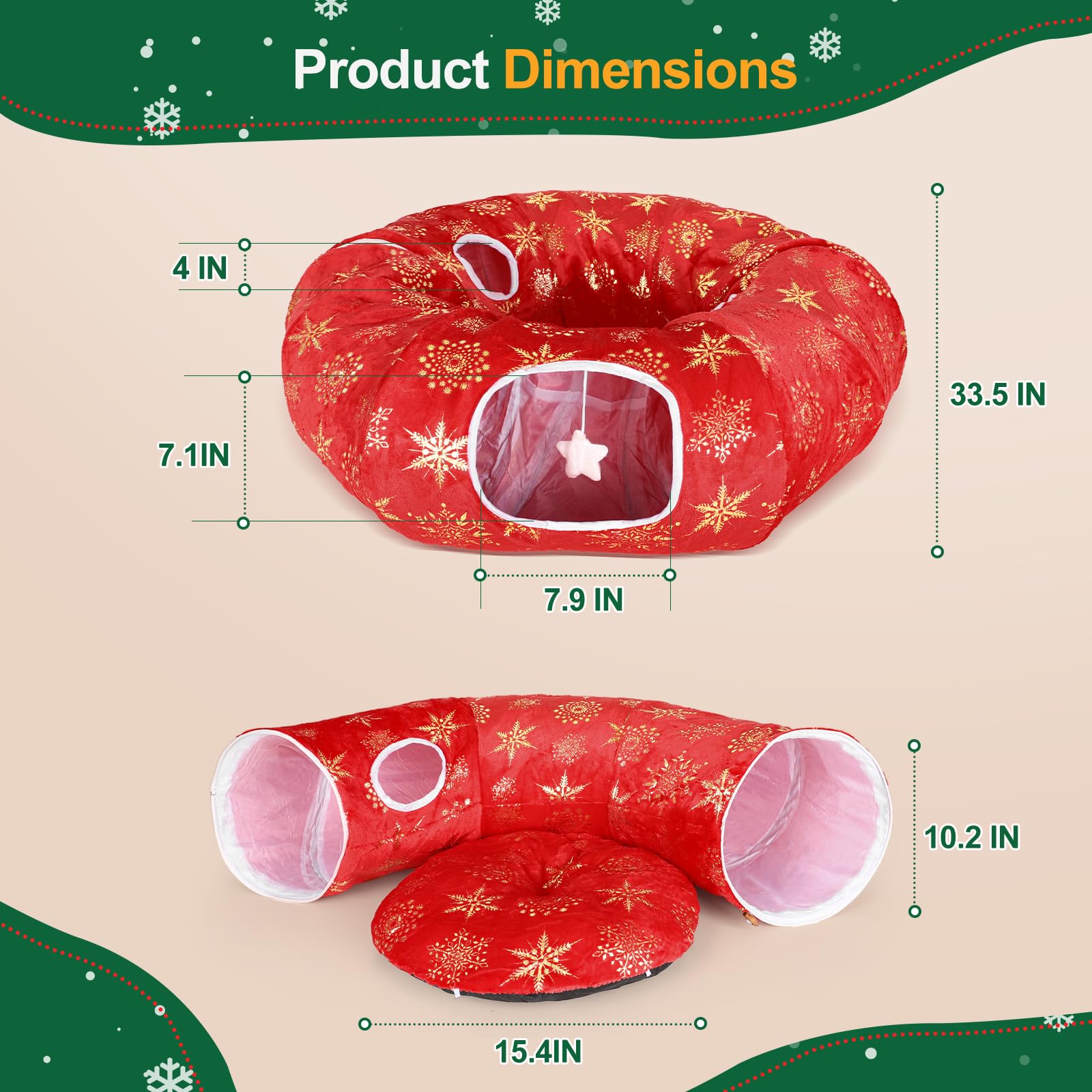 Zuqqony cat tunnel bed soft plush-material for warm, comfortable naps.