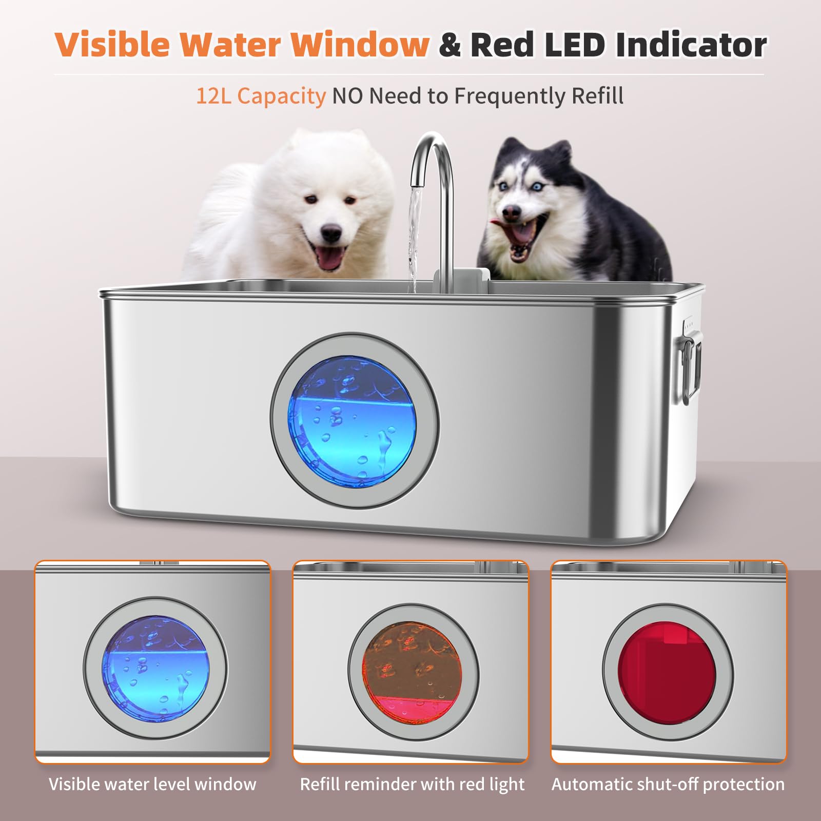 Zuqqony LED indicator signals low water to prompt refill.