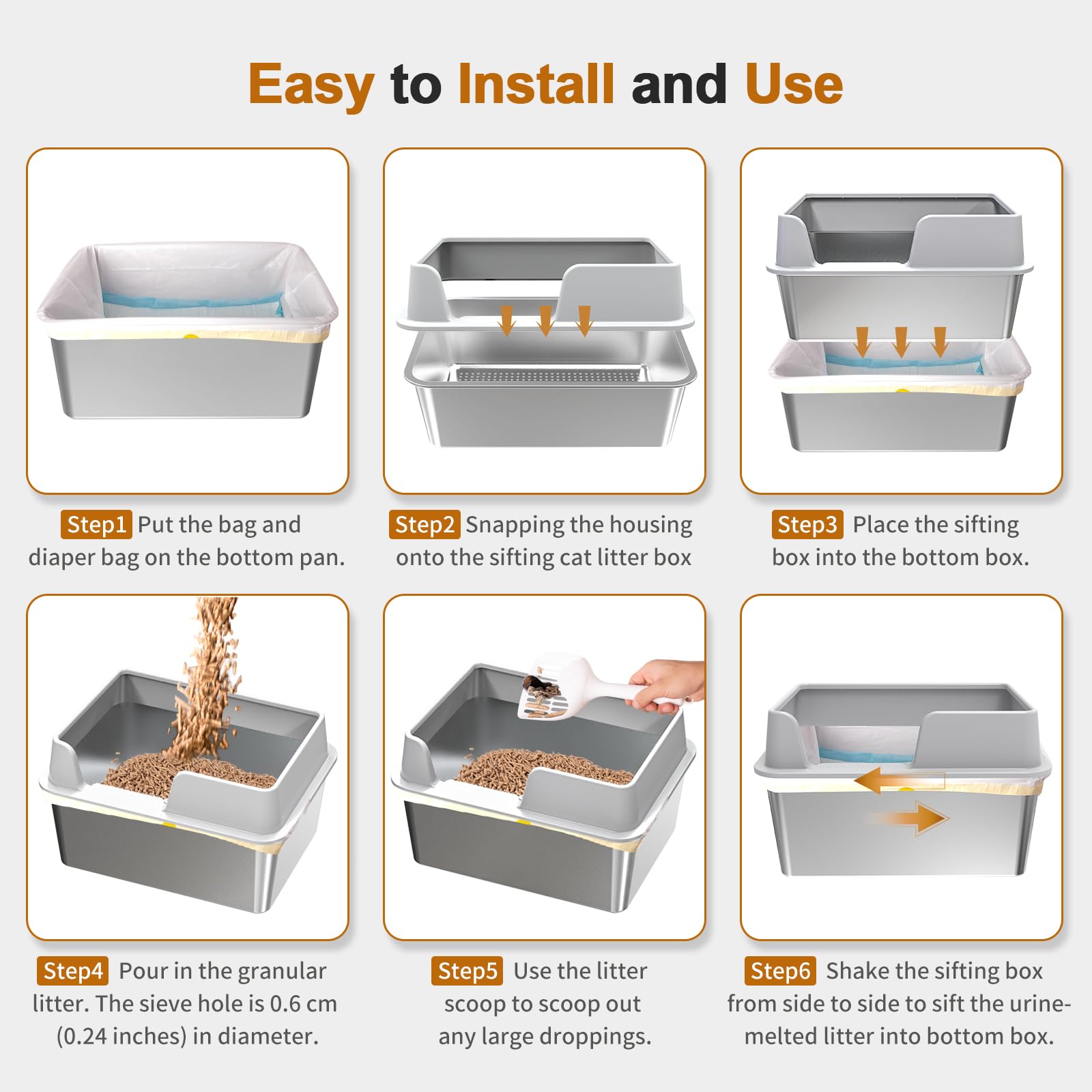 Zuqqony included accessories scoop liners pee pads hook for quick setup.