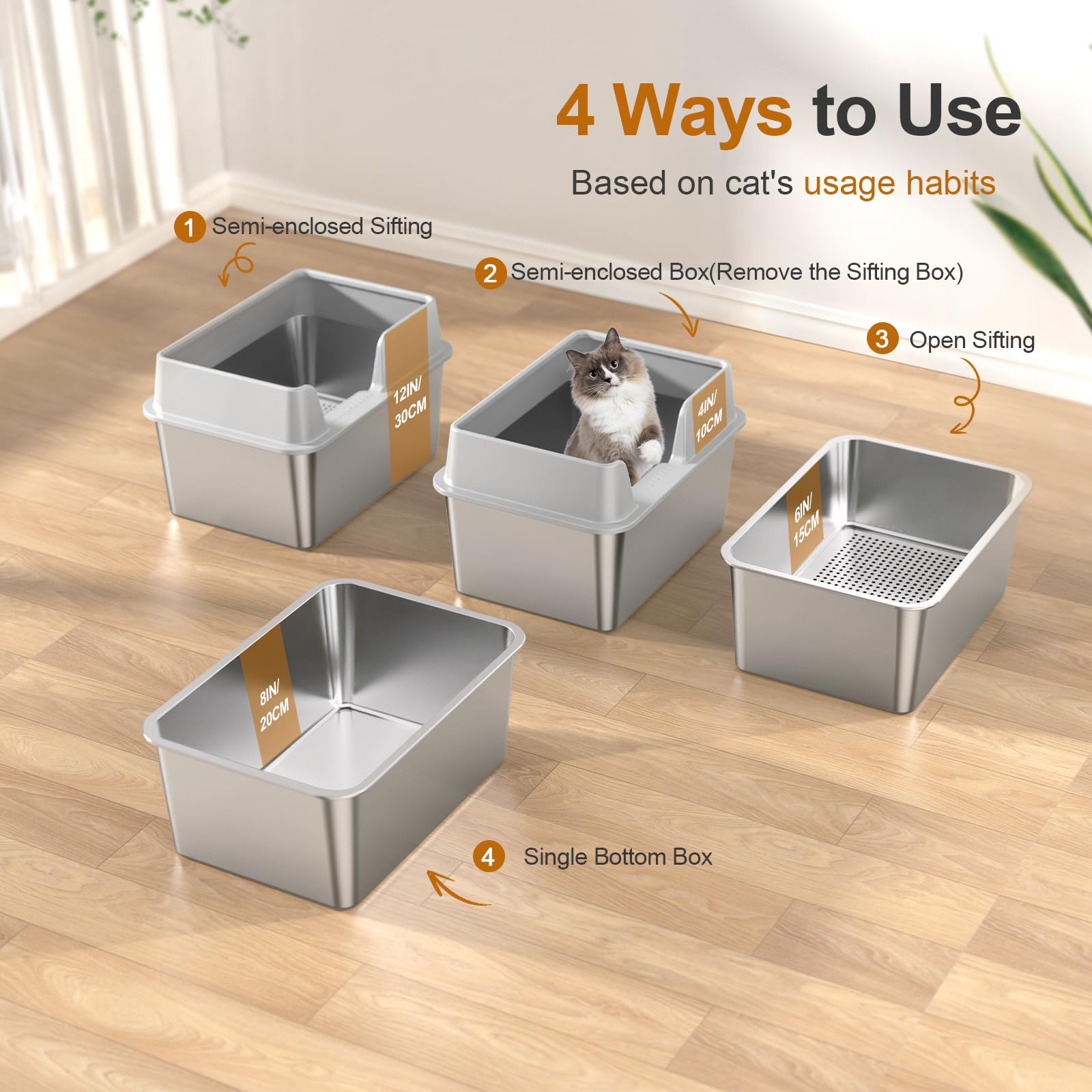 Zuqqony pine pellet compatible litter box bottom pan makes cleaning easier.