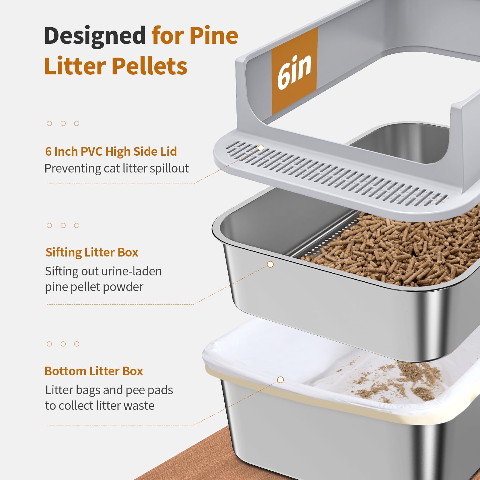 Zuqqony stainless steel litter box with lid emphasizes durability and spill prevention.