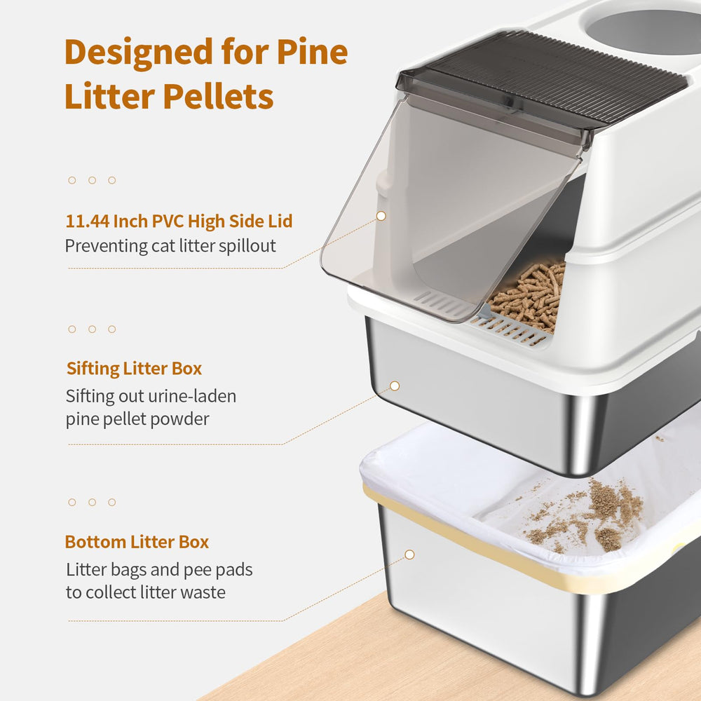 Zuqqony sifting litter box with removable lid demonstrates adaptable enclosure for privacy or airflow.