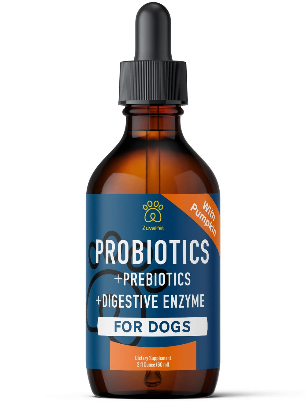 ZuvaPet Probiotics dog drops with dosing spoon for gentle administration.