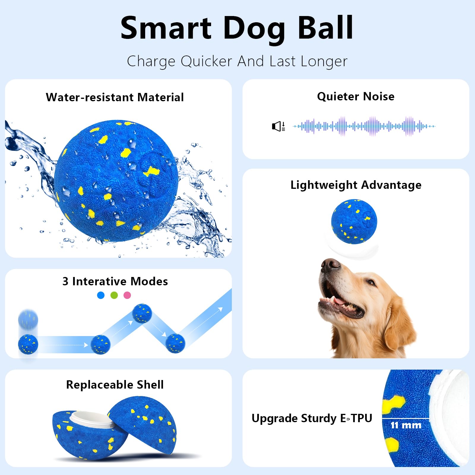 Zuykjeagle Interactive Dog Ball ETPU durability emphasizes tear resistance for long-lasting fun