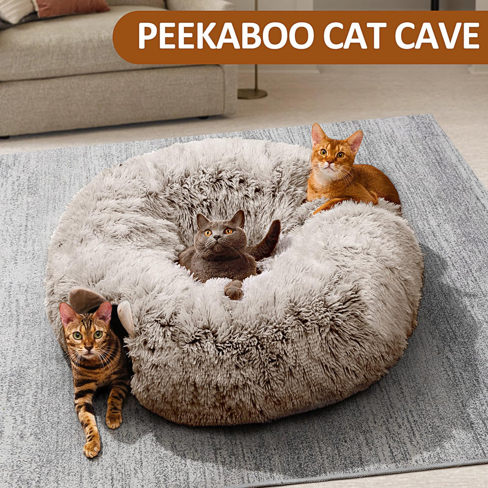 ZVBEK cat tunnel brown plush suits rabbits or ferrets and indoor spaces