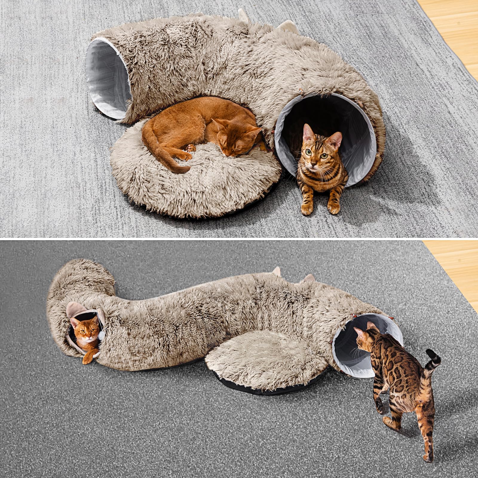 ZVBEK cat tunnel plush lounge area highlights soft comfort and cozy napping