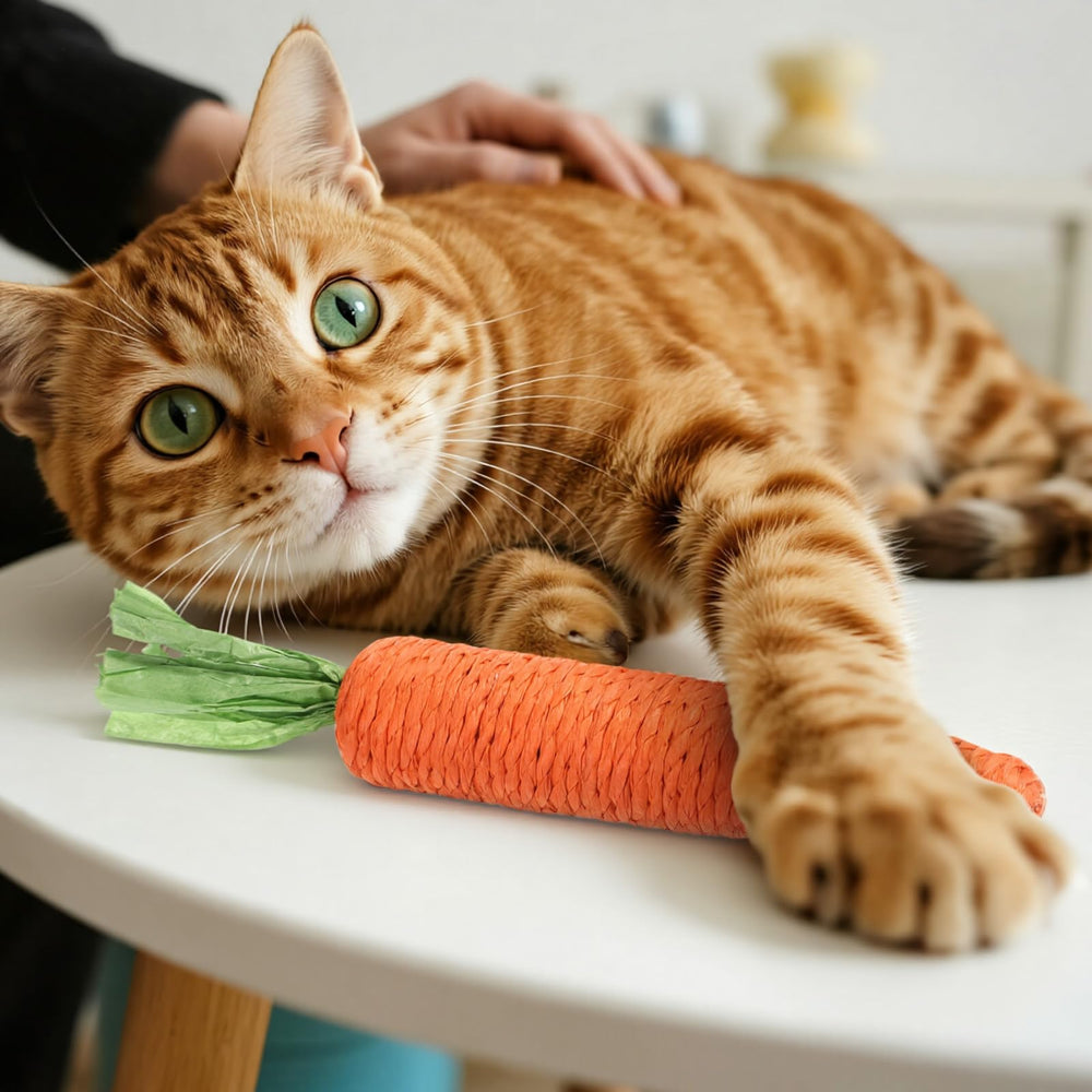 Zyghjort kitten teething toy texture showcases sisal surface for dental exploration.
