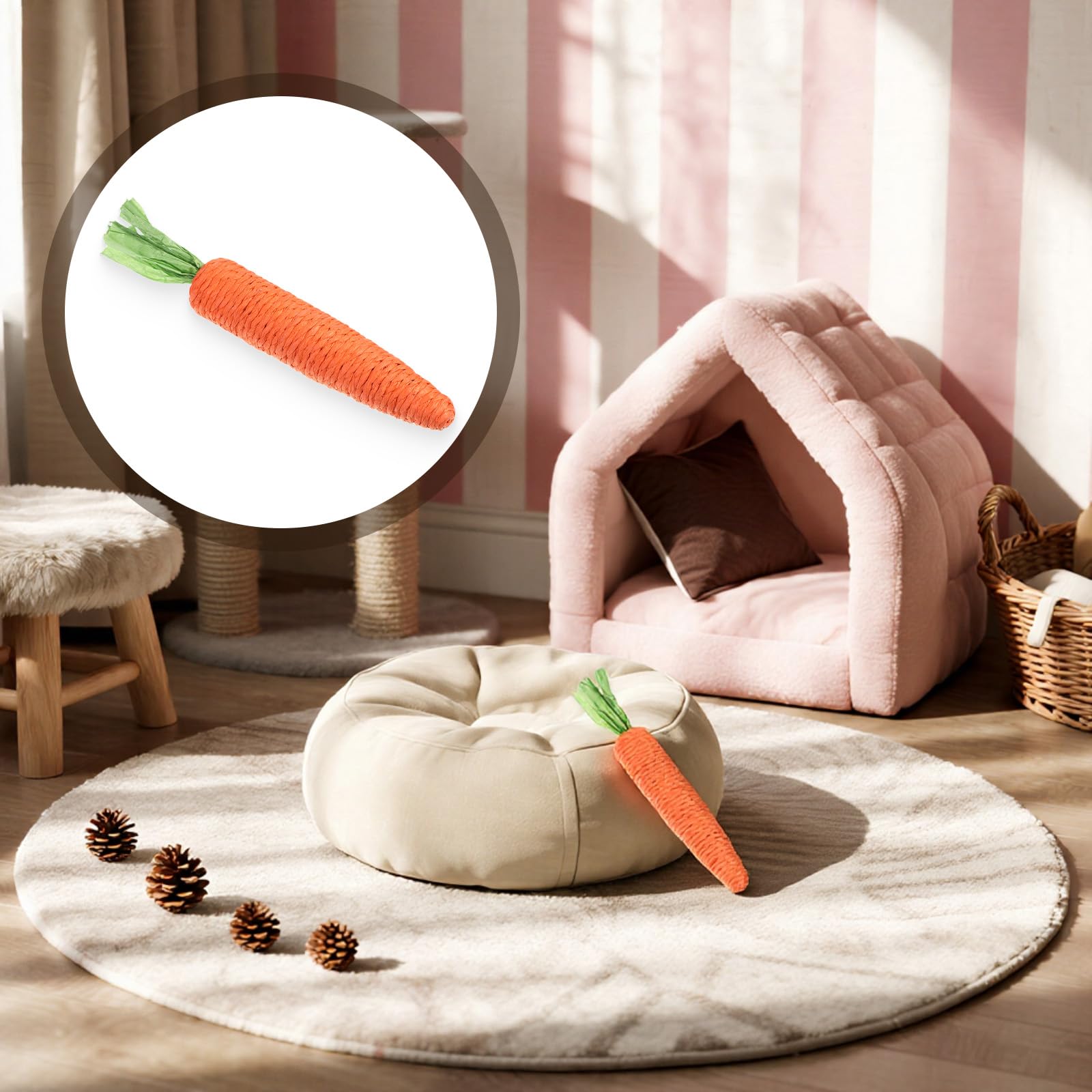 Zyghjort orange carrot close-up highlights durable, safe teething material for kittens.