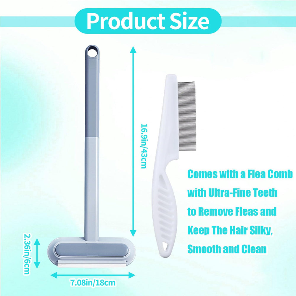Zyluria Pet Hair Remover Brush flea comb included for hair care.