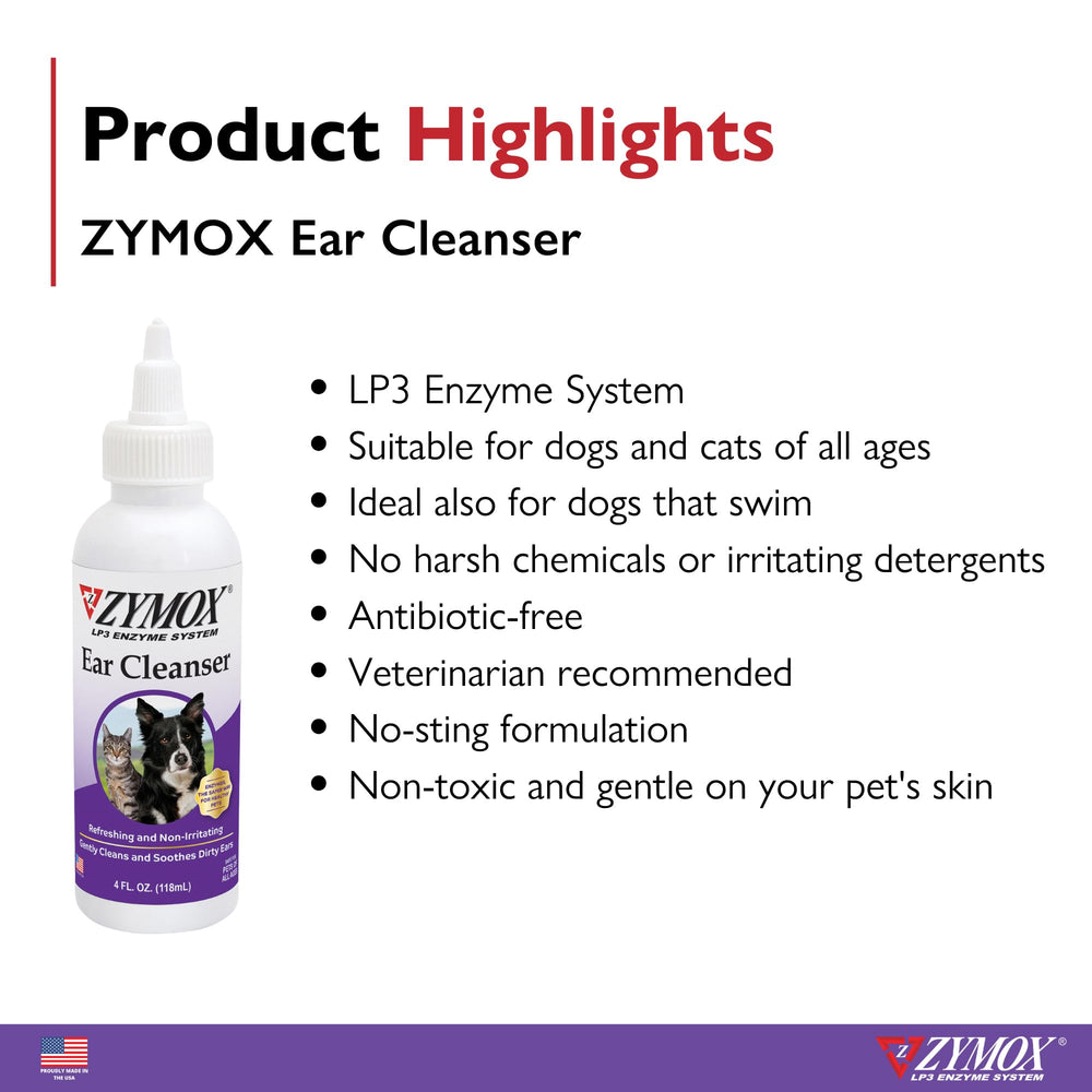 Zymox ear cleanser pour shows easy flush after outdoor adventures