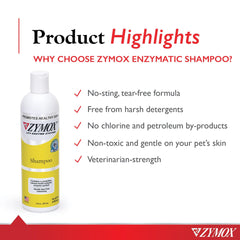 Zymox Enzymatic Shampoo applied during dog grooming supports irritation relief without sting