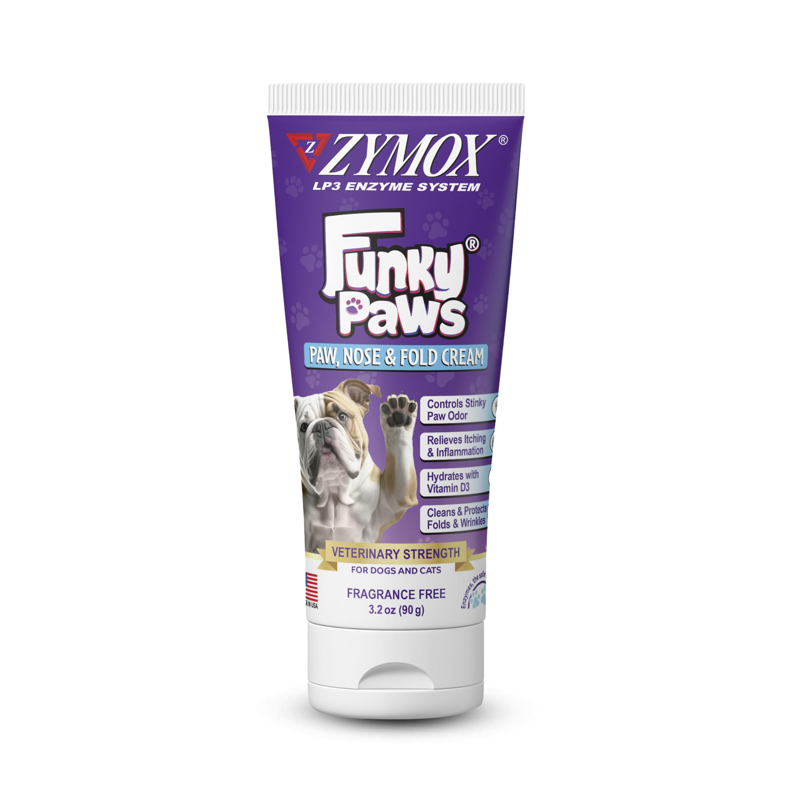 Zymox Funky Paws 90g jar - fragrance-free paw cream for dogs and cats.