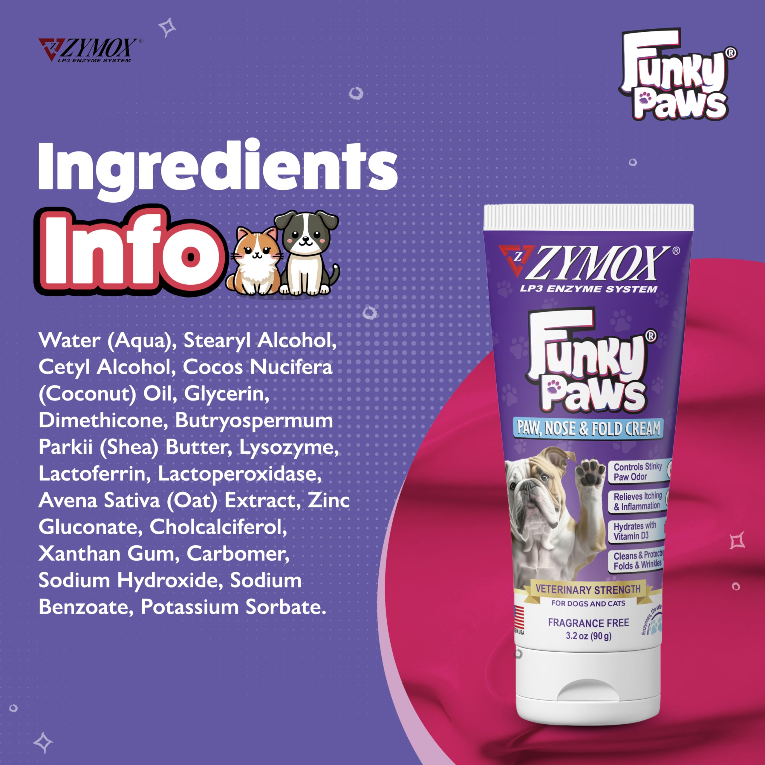 Zymox Funky Paws dog-cat use wide-shot - vet-strength formula for itchy paws.
