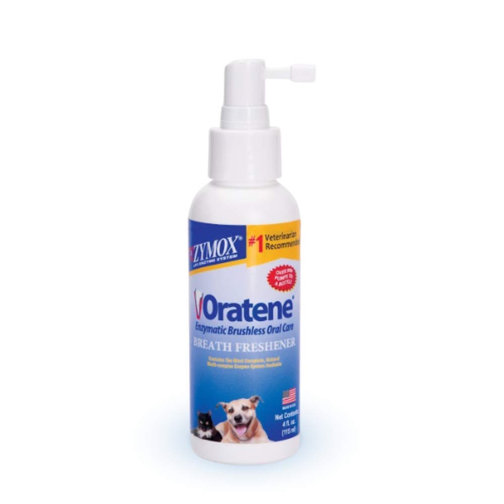 Zymox Oratene brushless oral care breath freshener 4oz bottle for easier pet breath relief