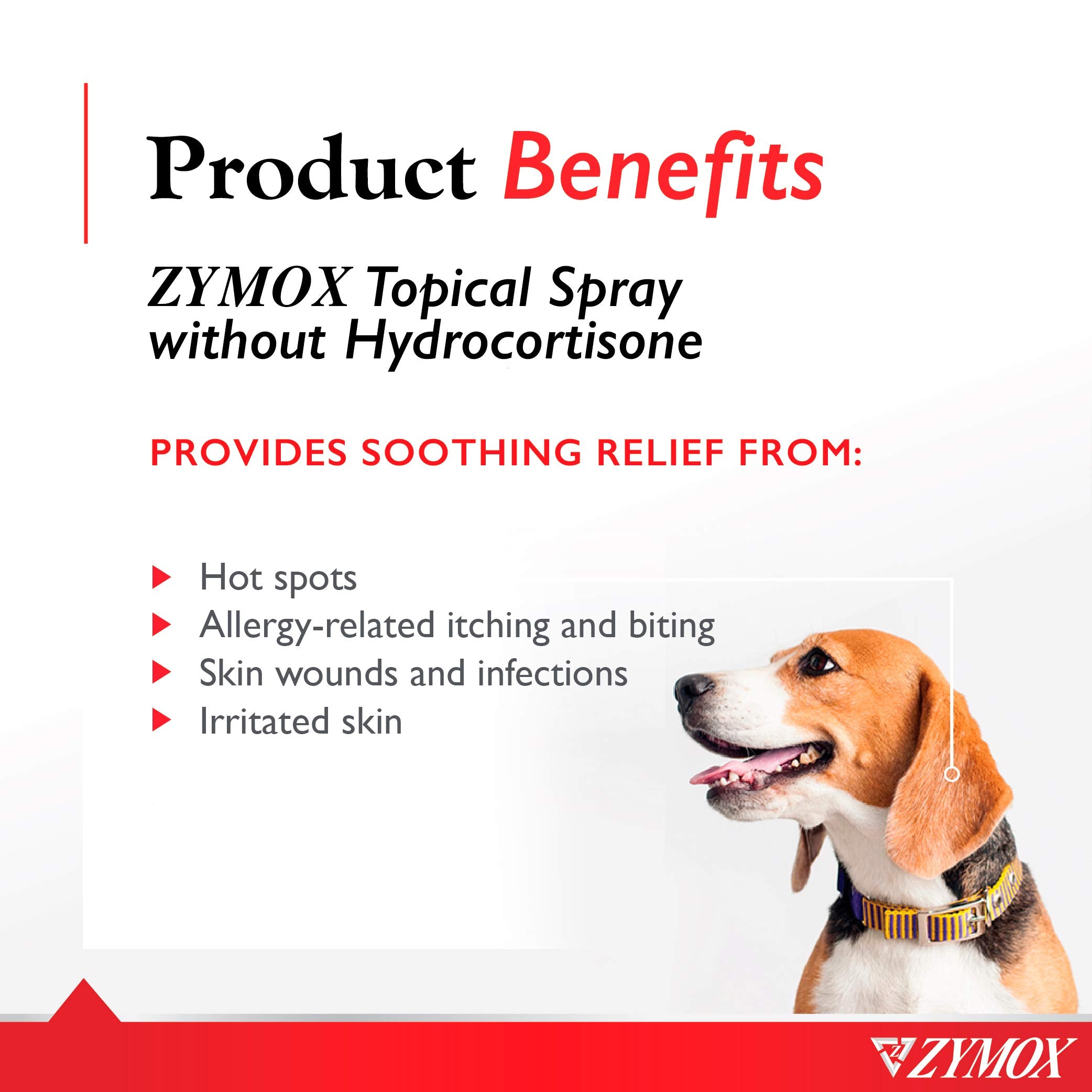 Zymox Pet Spray being applied to a dog's skin