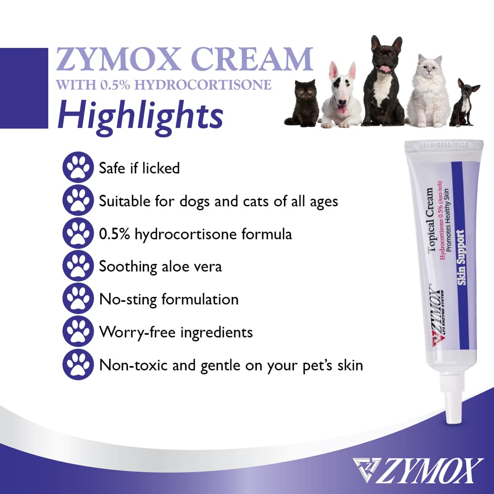 Close-up of Zymox topical cream texture, smooth and gentle.