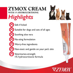 Zymox veterinarian-strength topical cream 1oz application hand demonstrates easy no-sting application