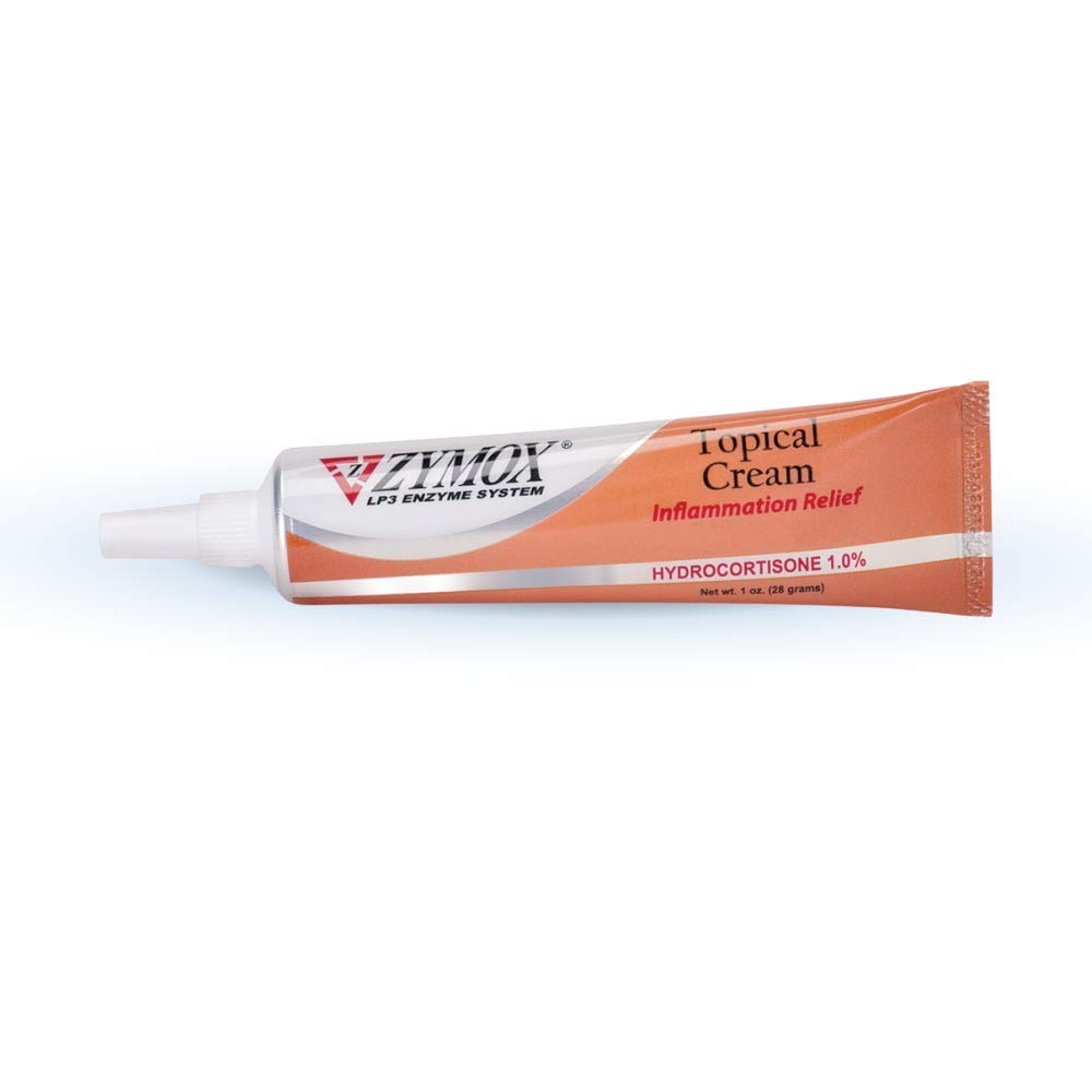 Zymox veterinarian-strength topical cream 1oz front label showing quick-relief packaging