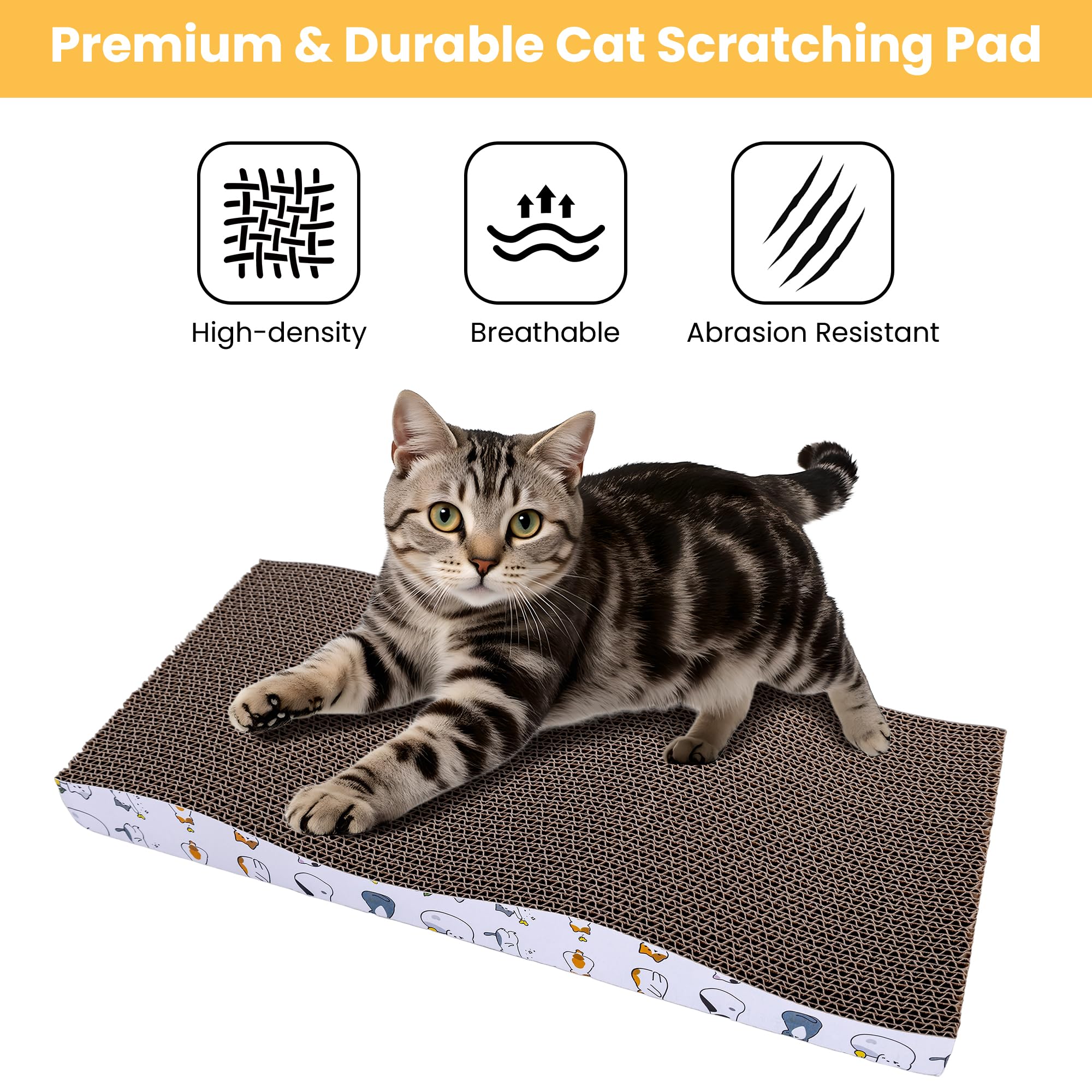 Zynfylus cat scratcher eco cardboard material highlights safe construction.