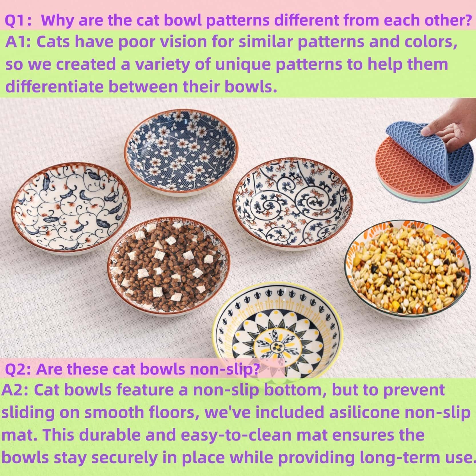 ZYUTONG colorful indoor cat bowls aid meal distinction and visual appeal