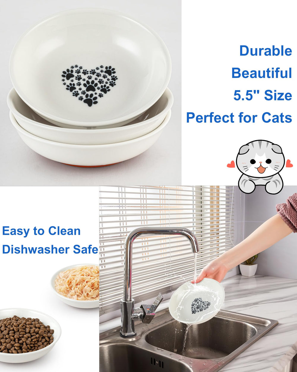 ZYUTONG dishwasher-microwave-safe-cat-bowl easy cleaning and versatile use