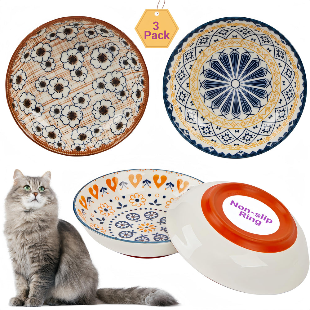 ZYUTONG non-slip ceramic cat bowl set keeps meals secure and mess-free for indoor cats.