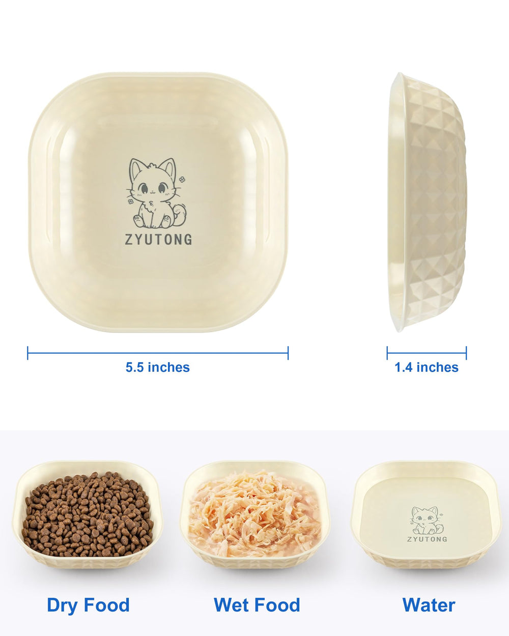 ZYUTONG non-slip feet keep bowls in place on slick surfaces.