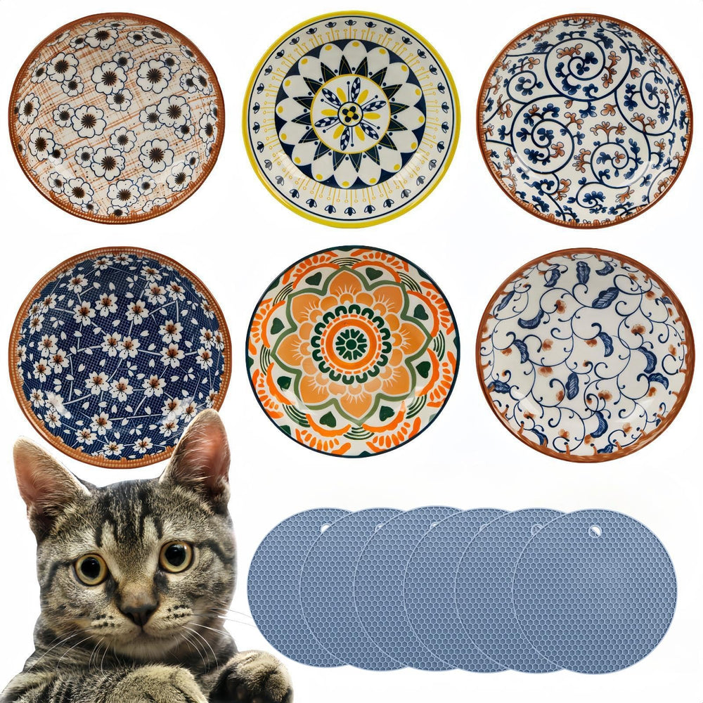ZYUTONG whisker-friendly 5.5 inch ceramic cat bowl reduces whisker fatigue during meals