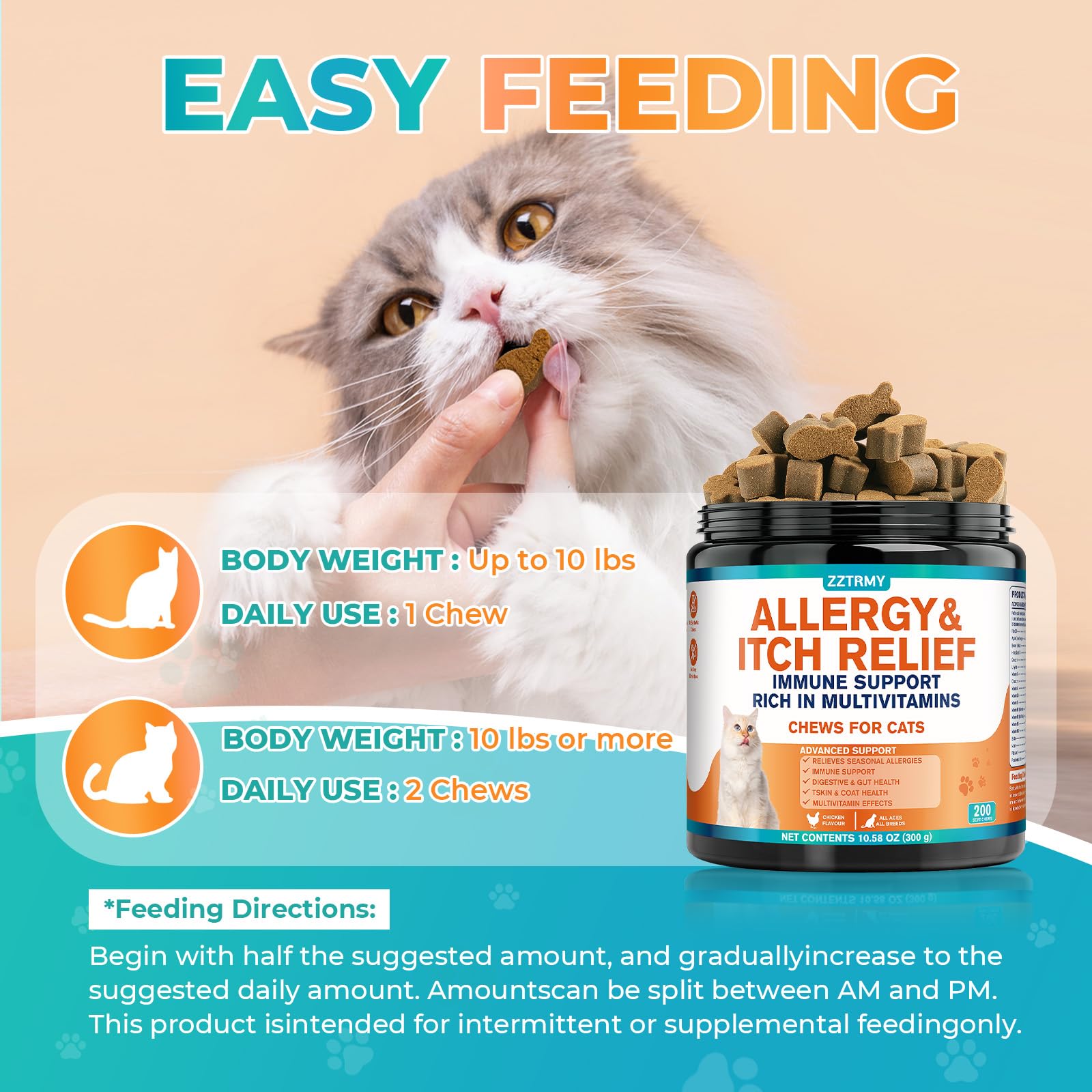 ZZTRMY cat allergy relief chews easy daily-use treats for cats